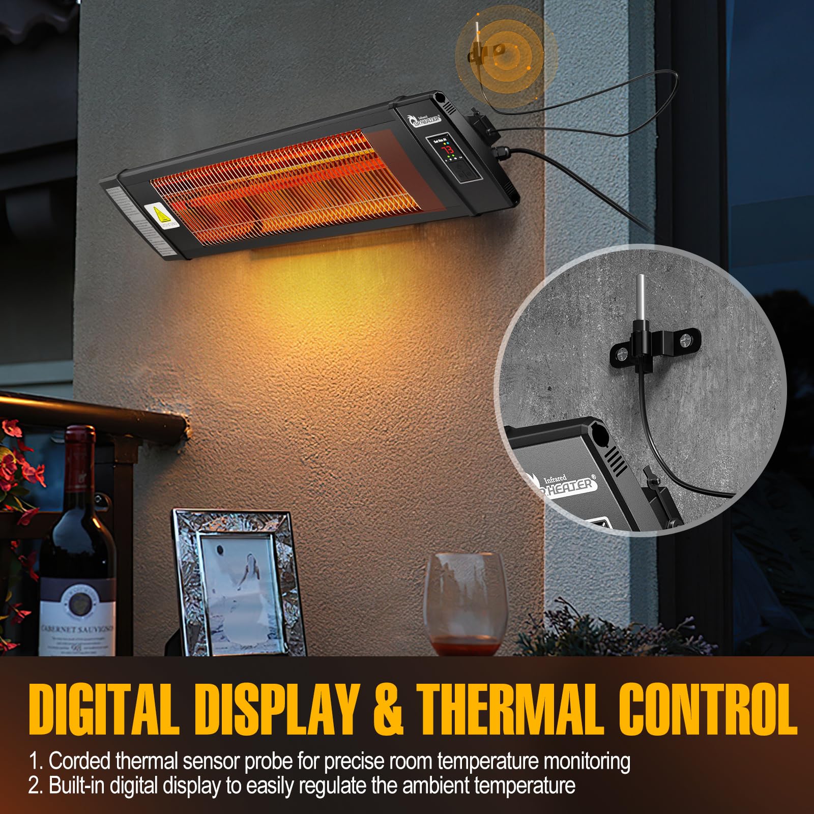 DR. INFRARED HEATER offers 1500W and 1000W settings for versatile warmth