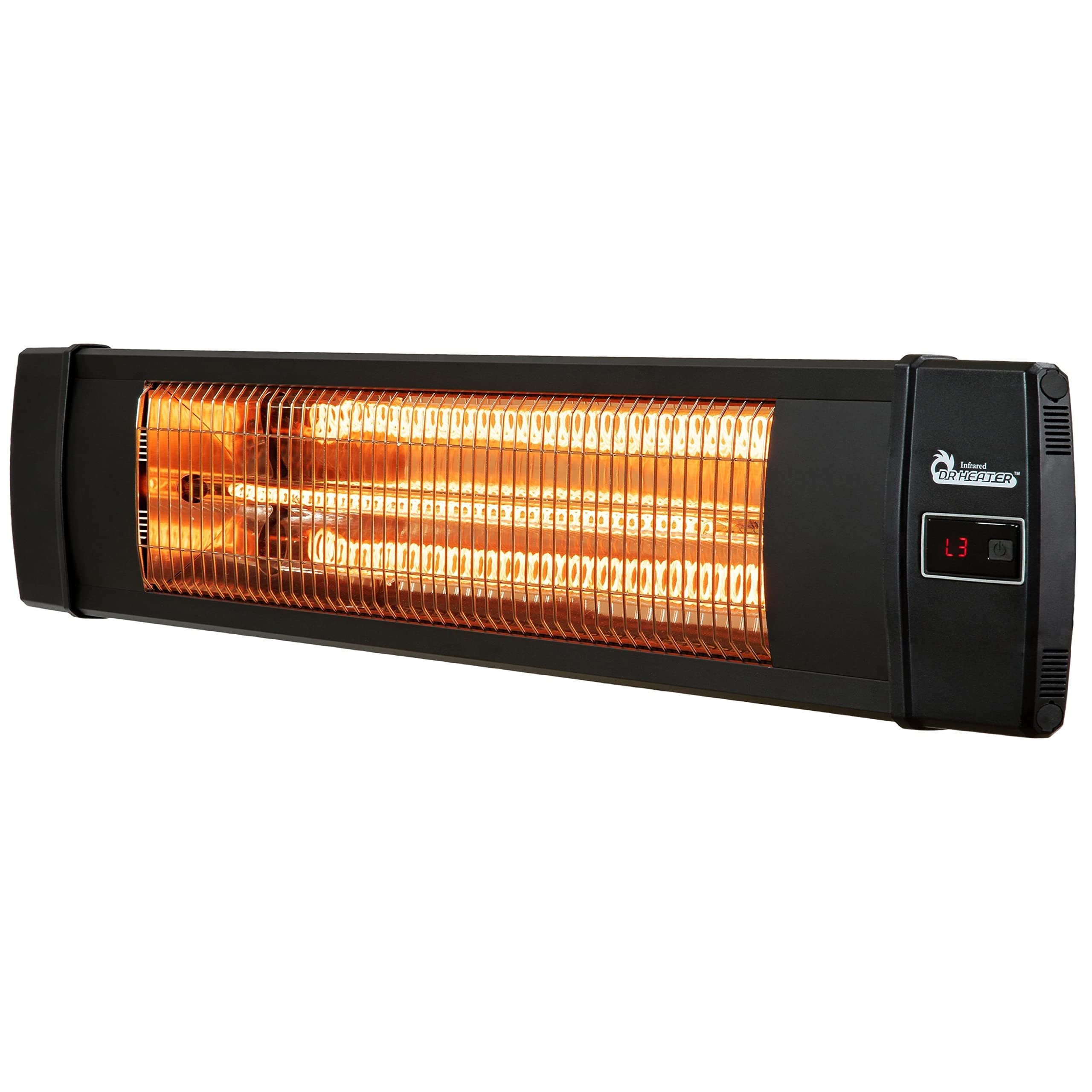 DR. INFRARED HEATER outdoors on patio delivering instant warmth