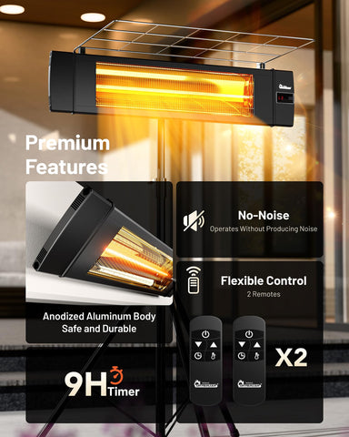 DR. INFRARED HEATER portable tripod enables flexible placement for gatherings