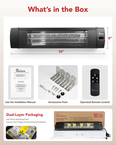 DR. INFRARED HEATER includes power cord and mounting hardware for setup