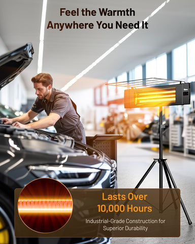 DR. INFRARED HEATER tip-over safety feature auto-shuts off for peace of mind