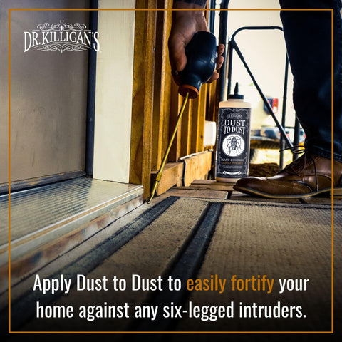Dr. Killigan's Dust to Dust Powder in the garden deters crawling insects on plants.