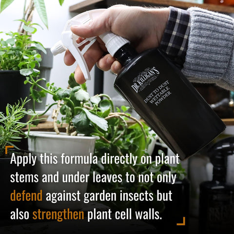 Dr. Killigan's Dust to Dust Powder can be mixed as a liquid spray.