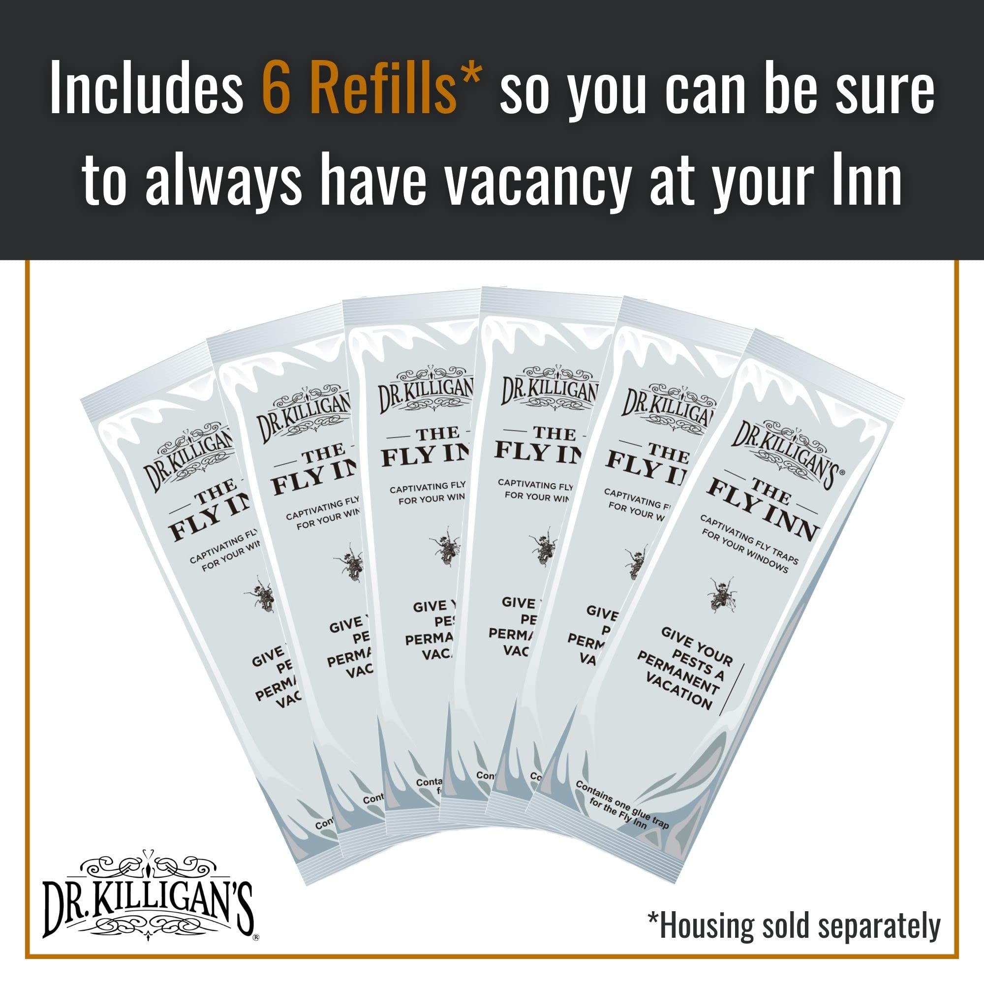 Dr. Killigan's Fly Inn window trap inserts attract pests near glass doors with light lure.
