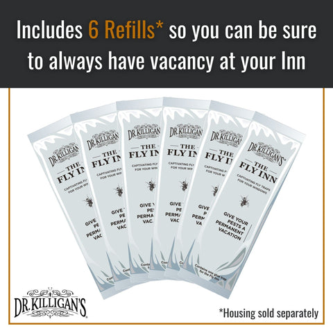 Dr. Killigan's Fly Inn window trap inserts attract pests near glass doors with light lure.