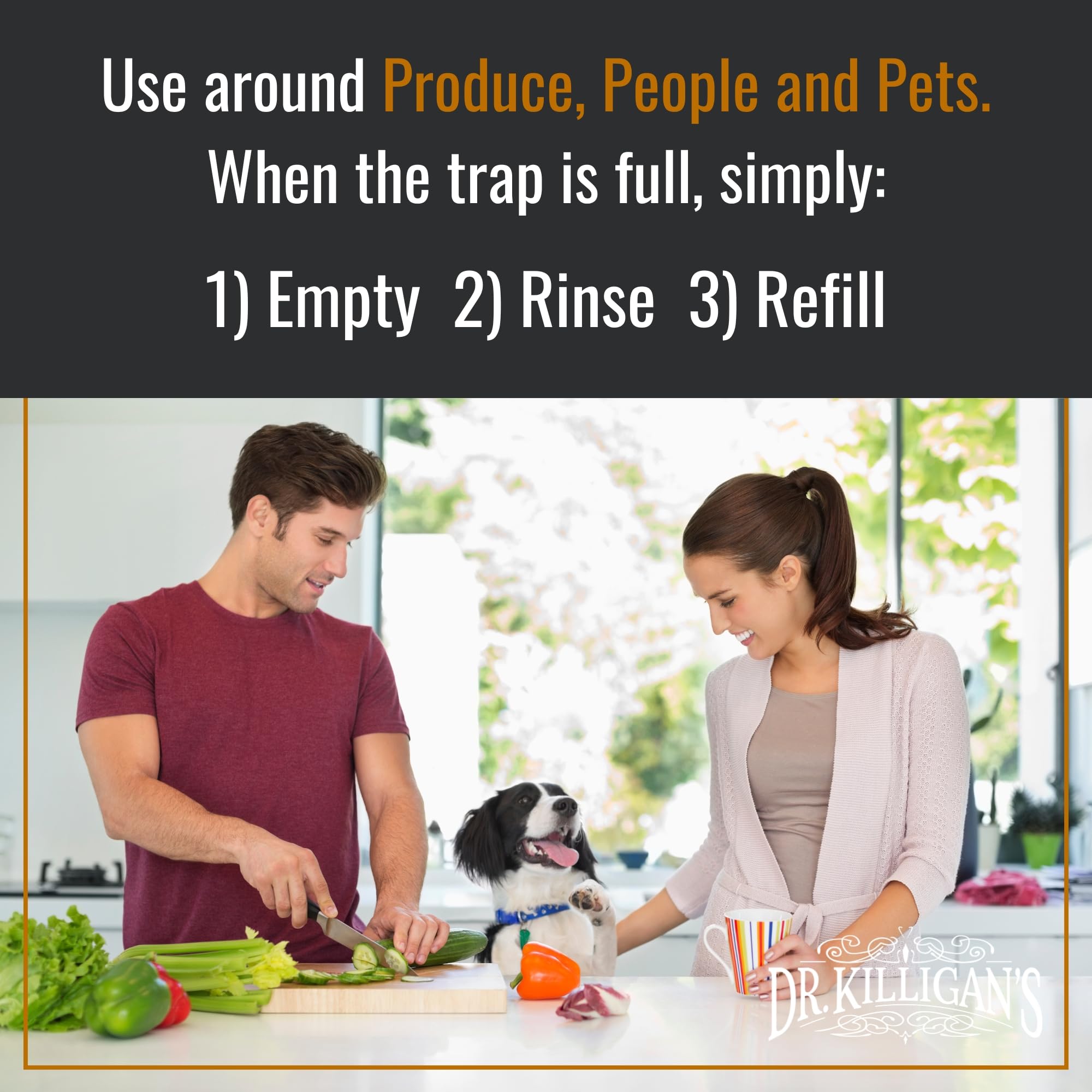 Dr. Killigan's fruit fly trap design showcases durable reusable solution.