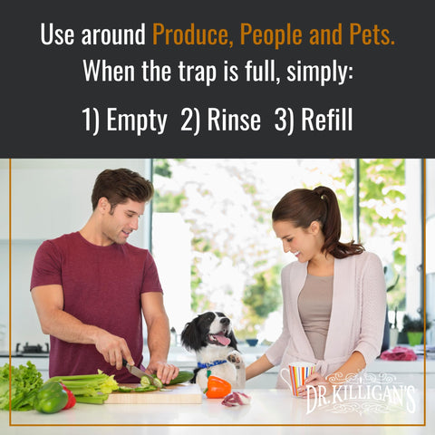 Dr. Killigan's fruit fly trap design showcases durable reusable solution.