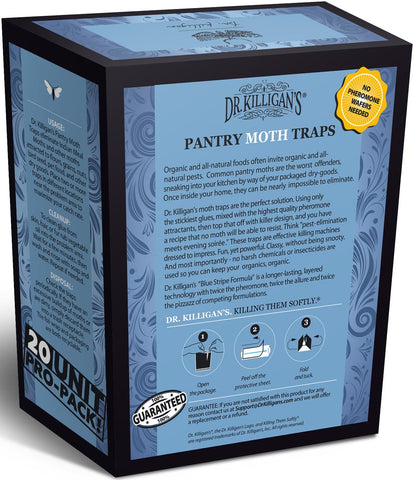 Trays of Dr. Killigan's pantry moth traps in use on shelf