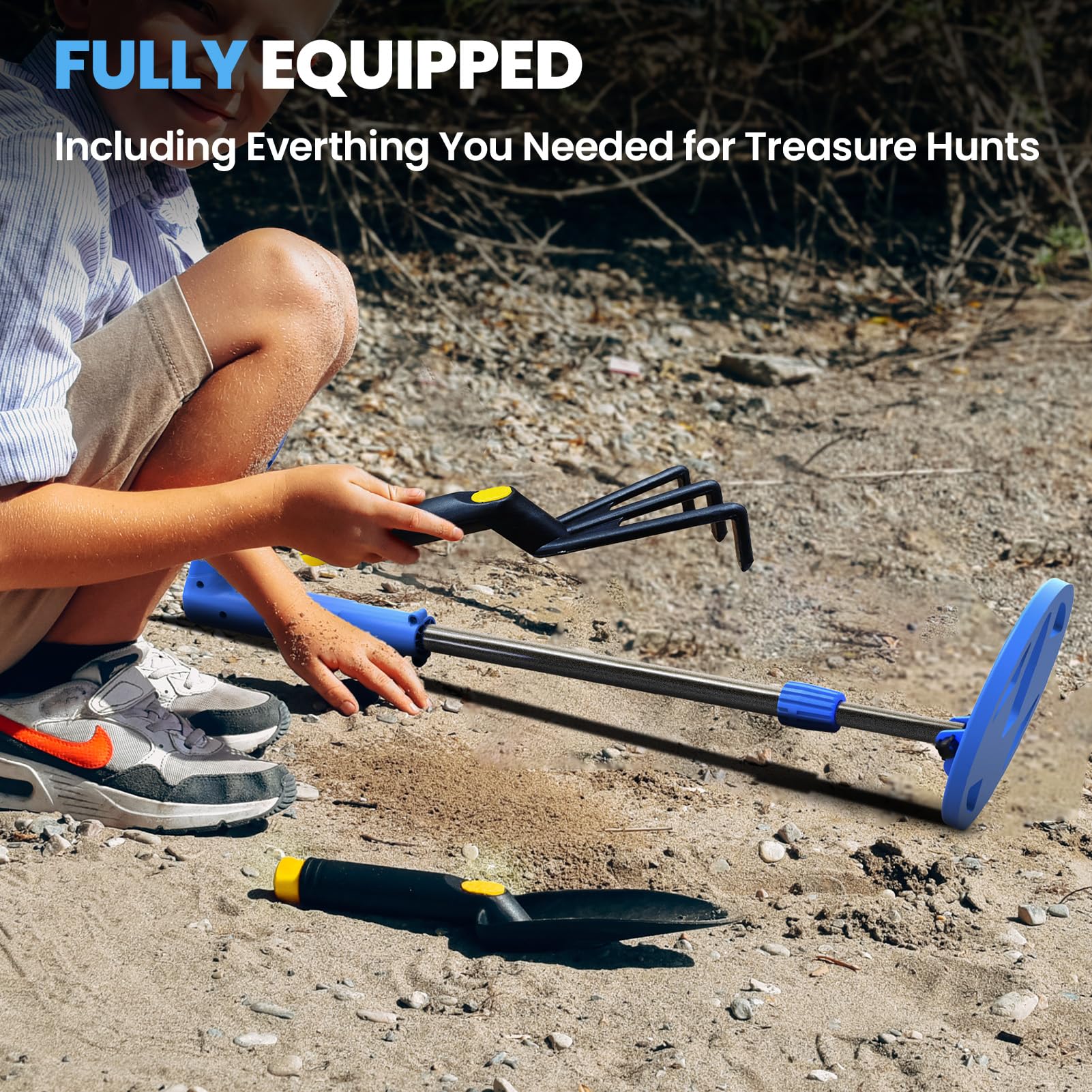 DR.ÖTEK 3-in-1 kit includes shovel and rake for hands-on exploration.