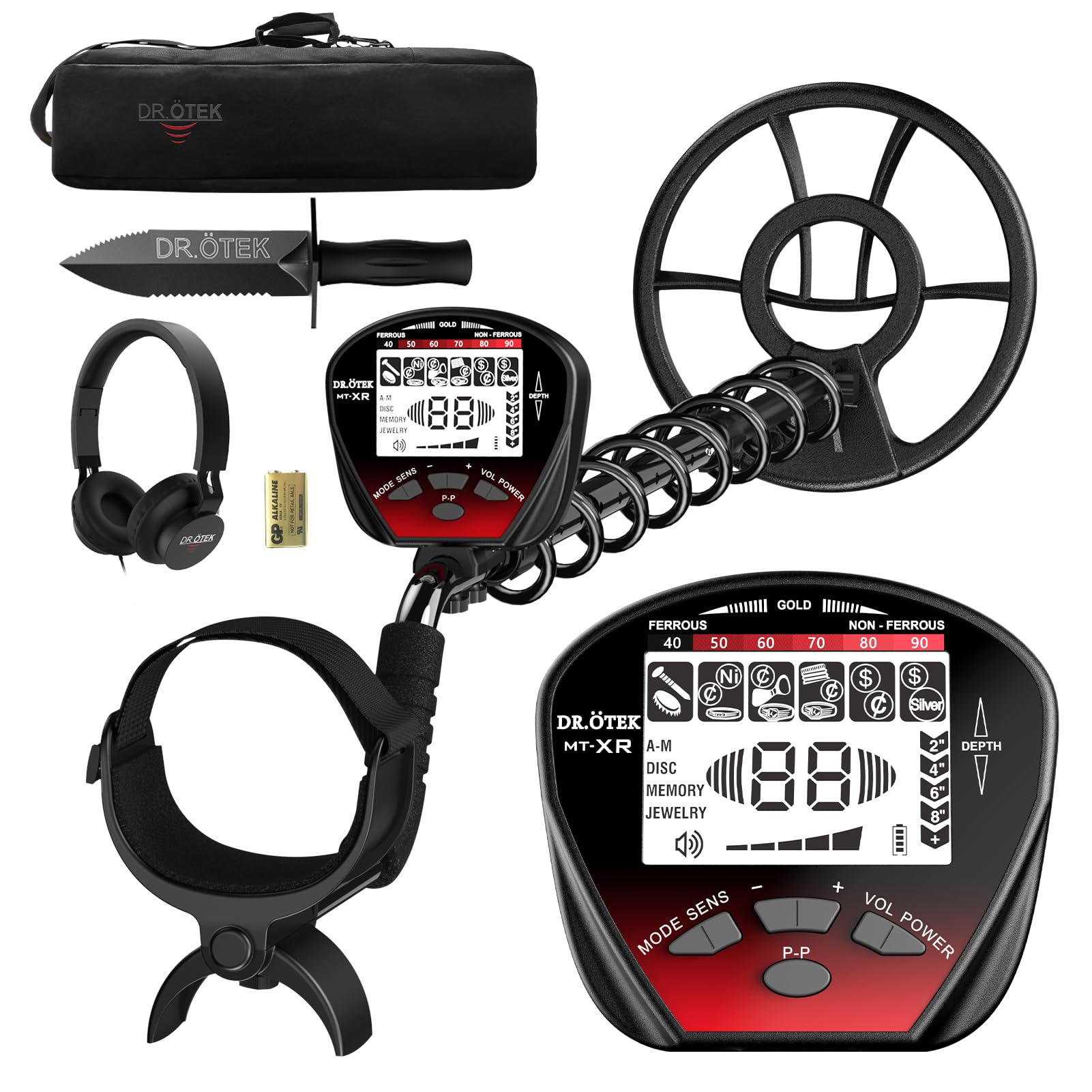 DR.ÖTEK metal detector with 10-inch coil ideal for beach treasure hunts