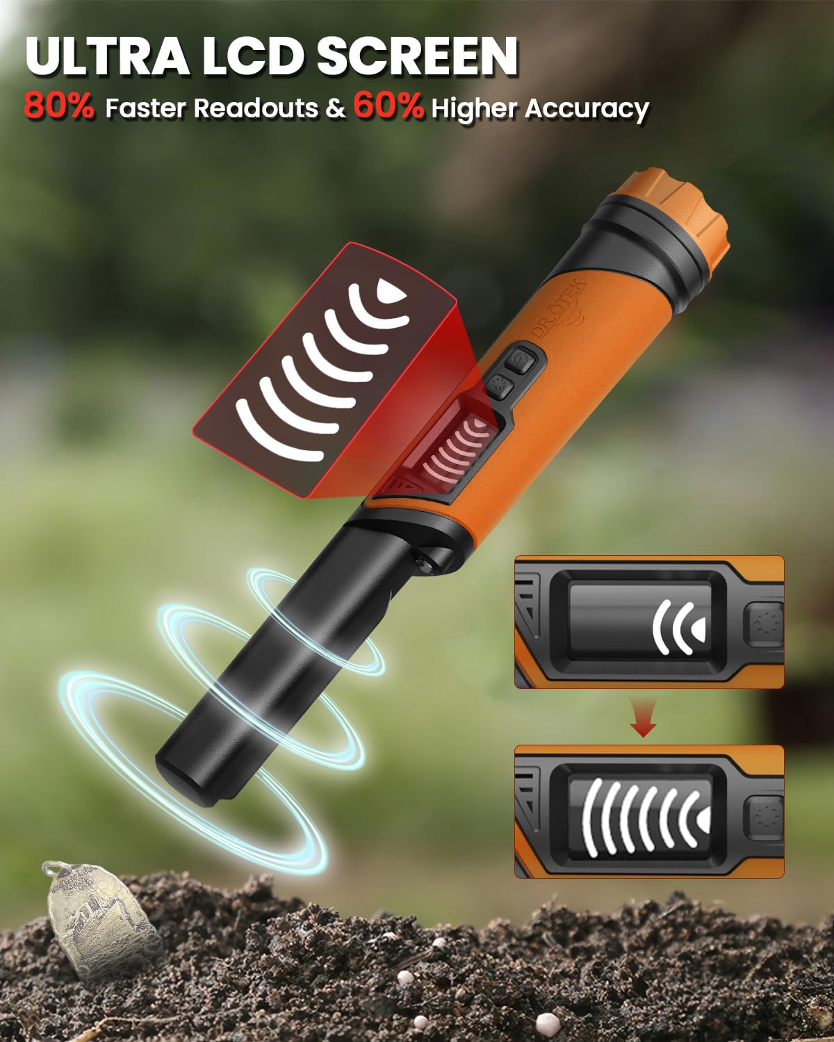 DR.ÖTEK pinpointer IP68 waterproof design for beach and river treasure hunts