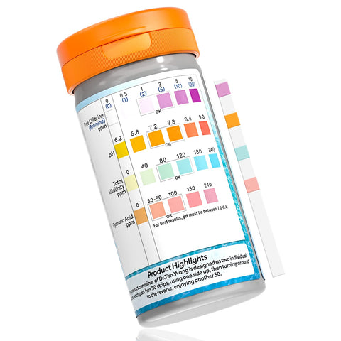 Dr.Tim.Wang pool test strips 4-in-1 bottle for quick checks.