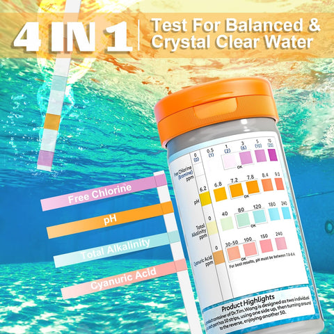 Dr.Tim.Wang pool test strips dip method for easy testing.