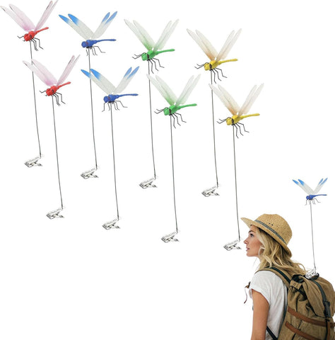 Dragonfly Clip 8Pack blue decor for a lively garden ambiance