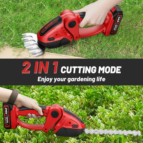 Dragro 2-in-1 hedge trimmer with rotatable head enables versatile pruning in tight spaces.