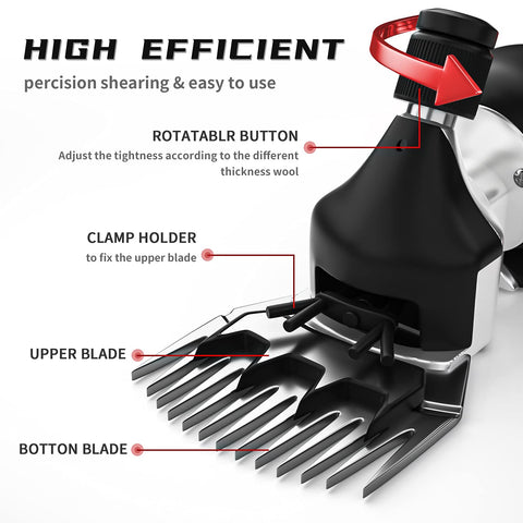 Heavy-duty electric shears with durable blades for thick coats.