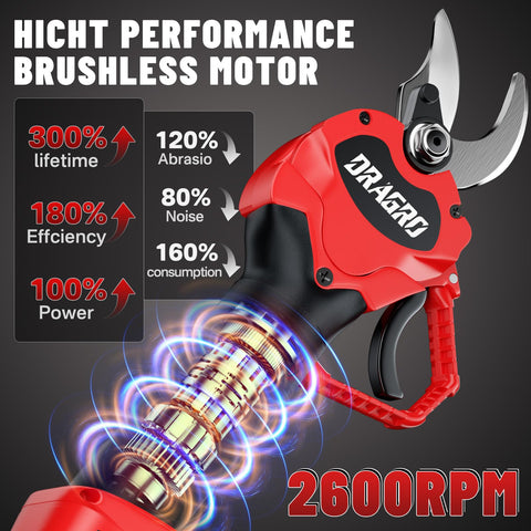 Dragro Upgraded Electric Pruning Shears battery pack with two 21V 2Ah cells.