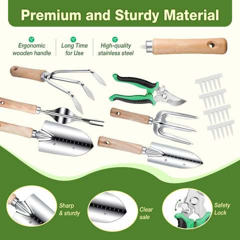 Drametic+ ergonomic wooden handles reduce hand fatigue during use.