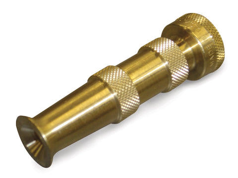 Dramm 12380 heavy-duty brass nozzle with adjustable spray for versatile outdoor cleaning.