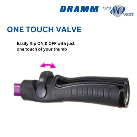 Dramm One Touch Rain Wand Blue color option complements hose setups.