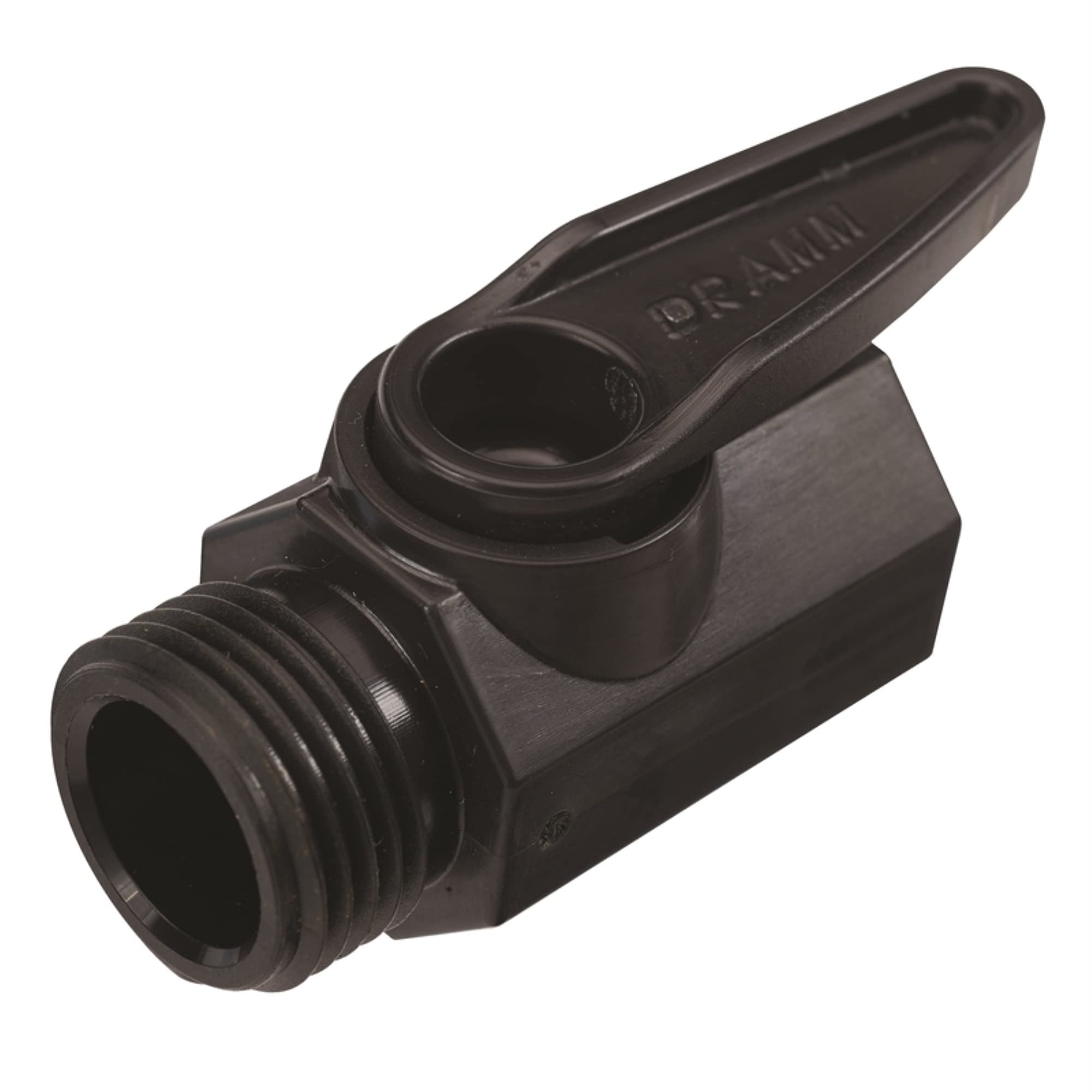 Dramm plastic shut off valve with large handle for easy manual control in irrigation systems