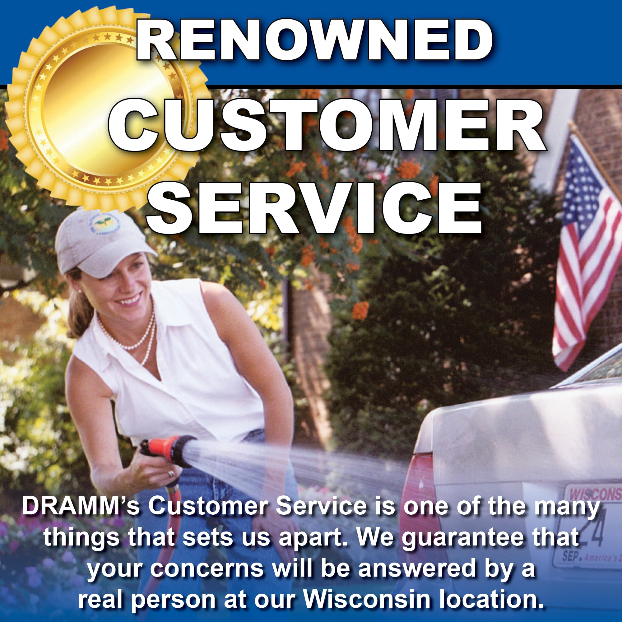 Dramm Revolver berry finish enhances outdoor tool appeal.