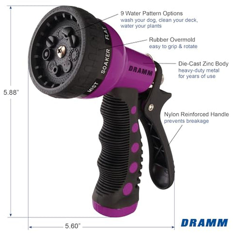Close-up of Dramm Revolver ergonomic grip for comfortable long use.