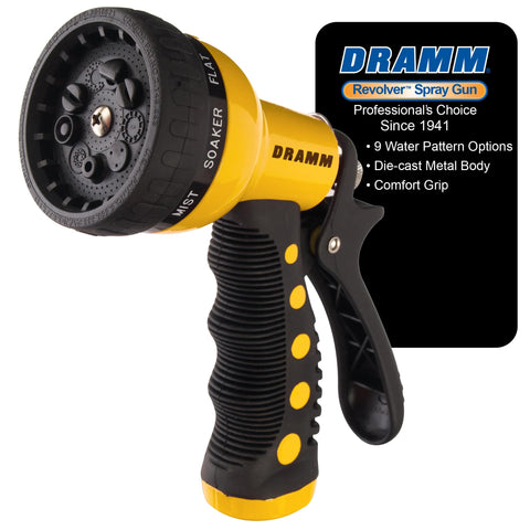 Dramm Revolver heavy-duty metal body for lasting garden use.