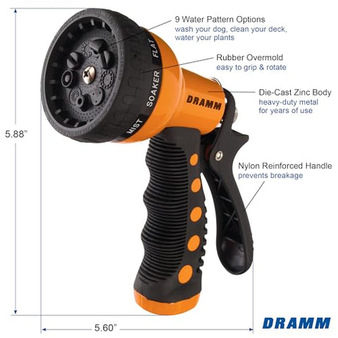 Dramm Revolver nozzle in high-pressure jet pattern for powerful cleaning.