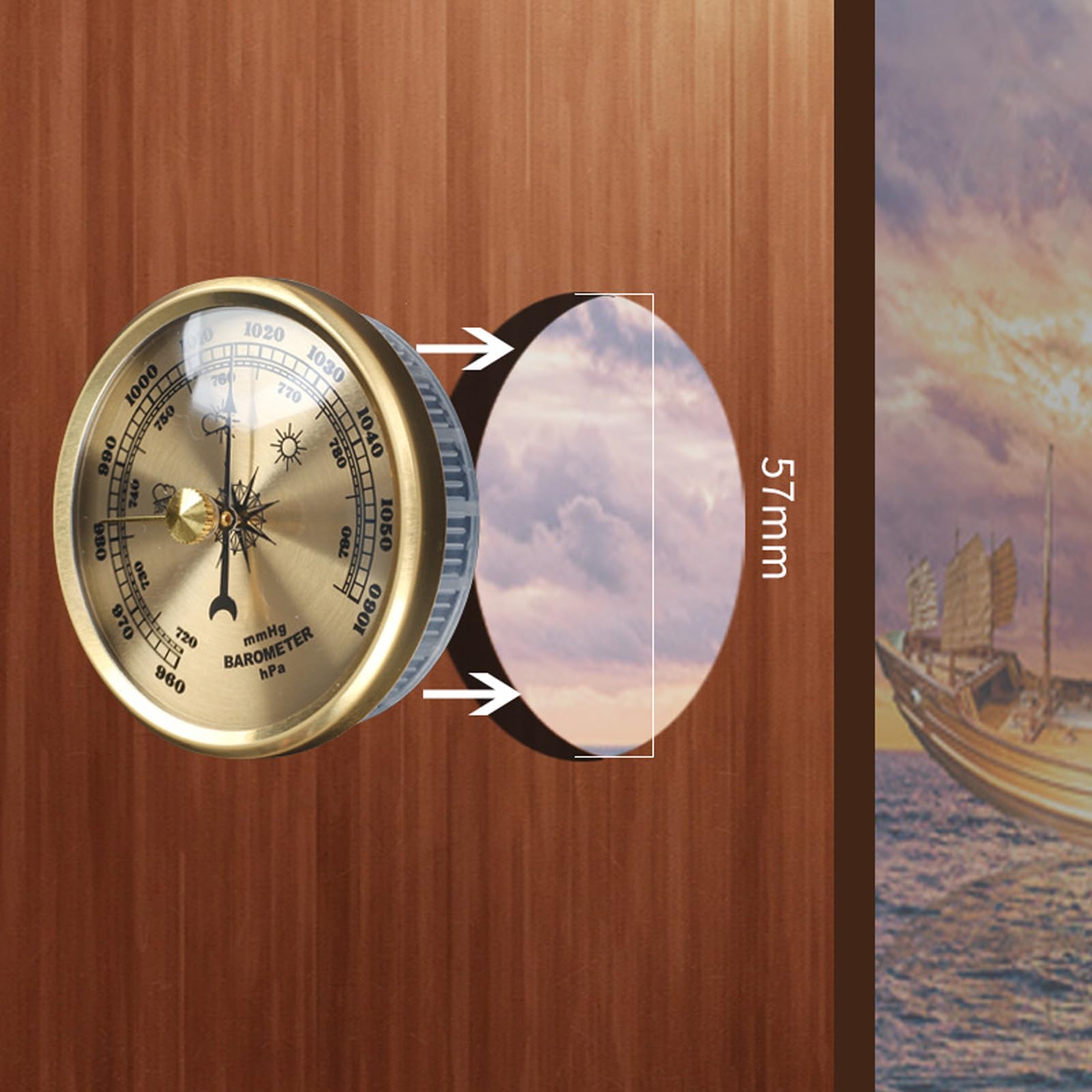 Dranvosk gold barometer hanging display saves space in small rooms.