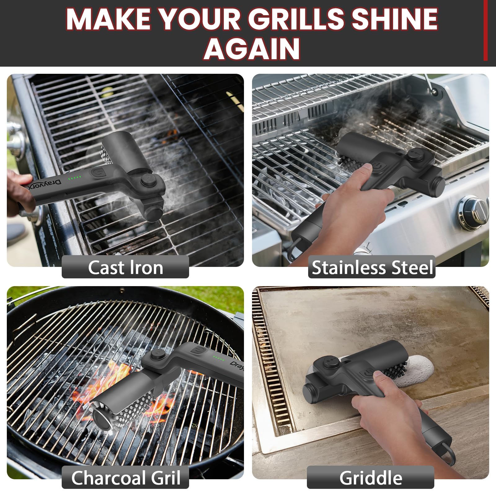 Drayvorx 200°C heat-resistant shell is ready for warm-grate cleaning.