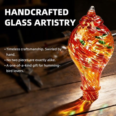 Hand blown glass reservoir adds unique beauty and clear nectar visibility