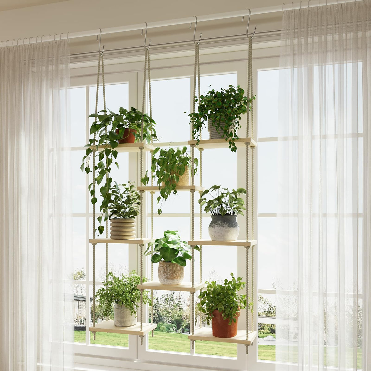 Drconox Window Shelves 8-Tier showcase sun-loving plants for a bright living space.