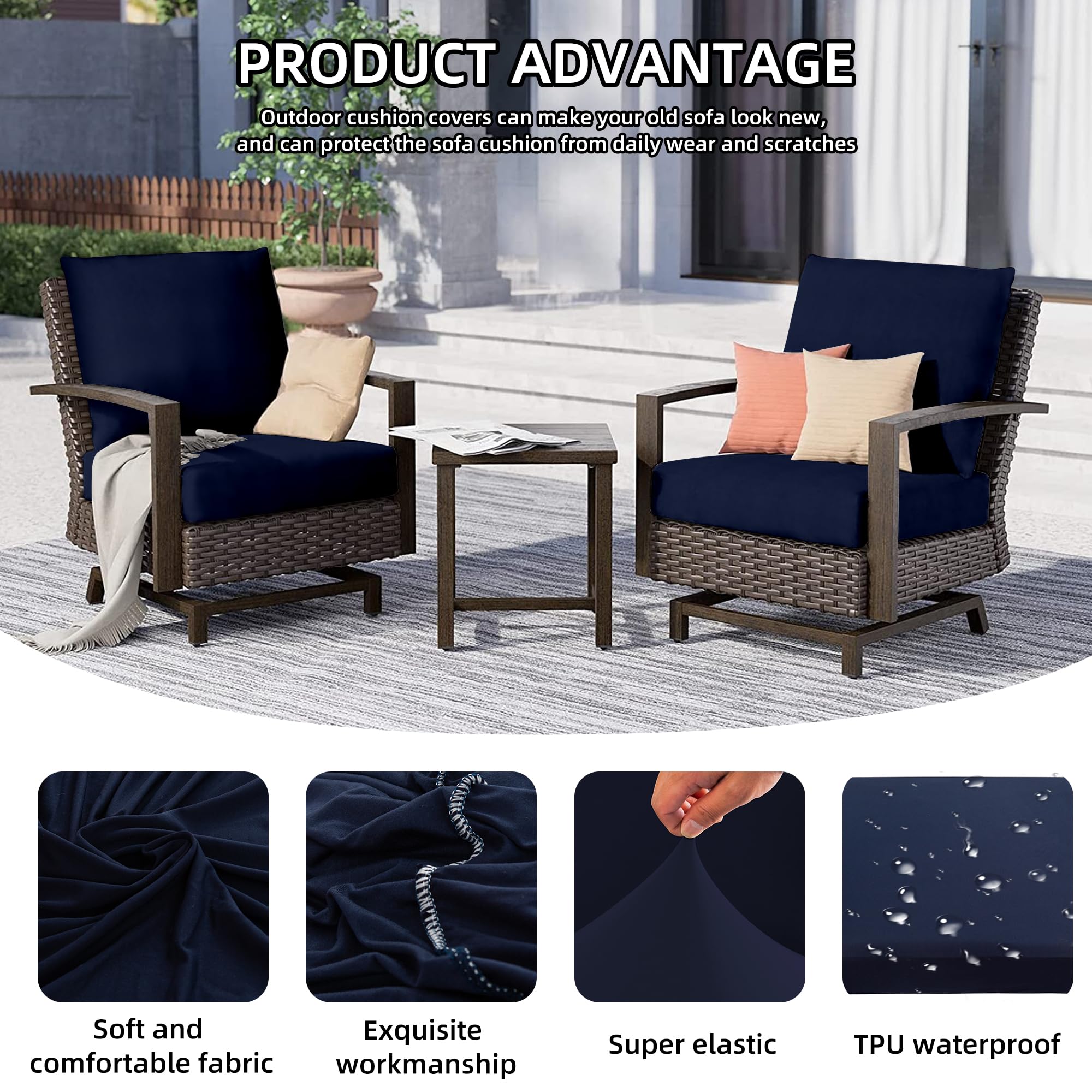 DREAHOTEXTIL navy outdoor cover, machine washable for easy maintenance.