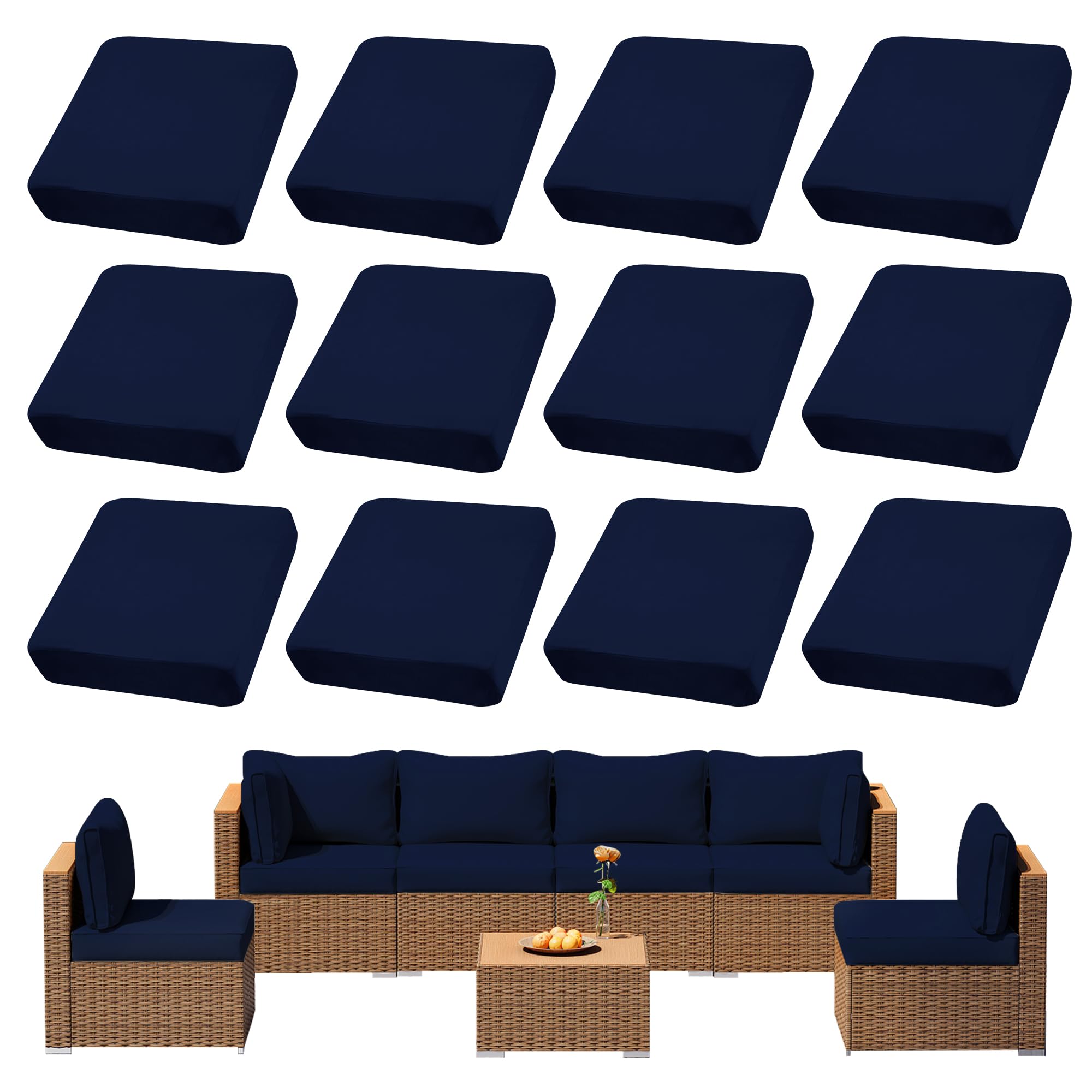 DREAHOTEXTIL navy outdoor cushion cover, quick patio refresh with durable, weather-ready fabric.