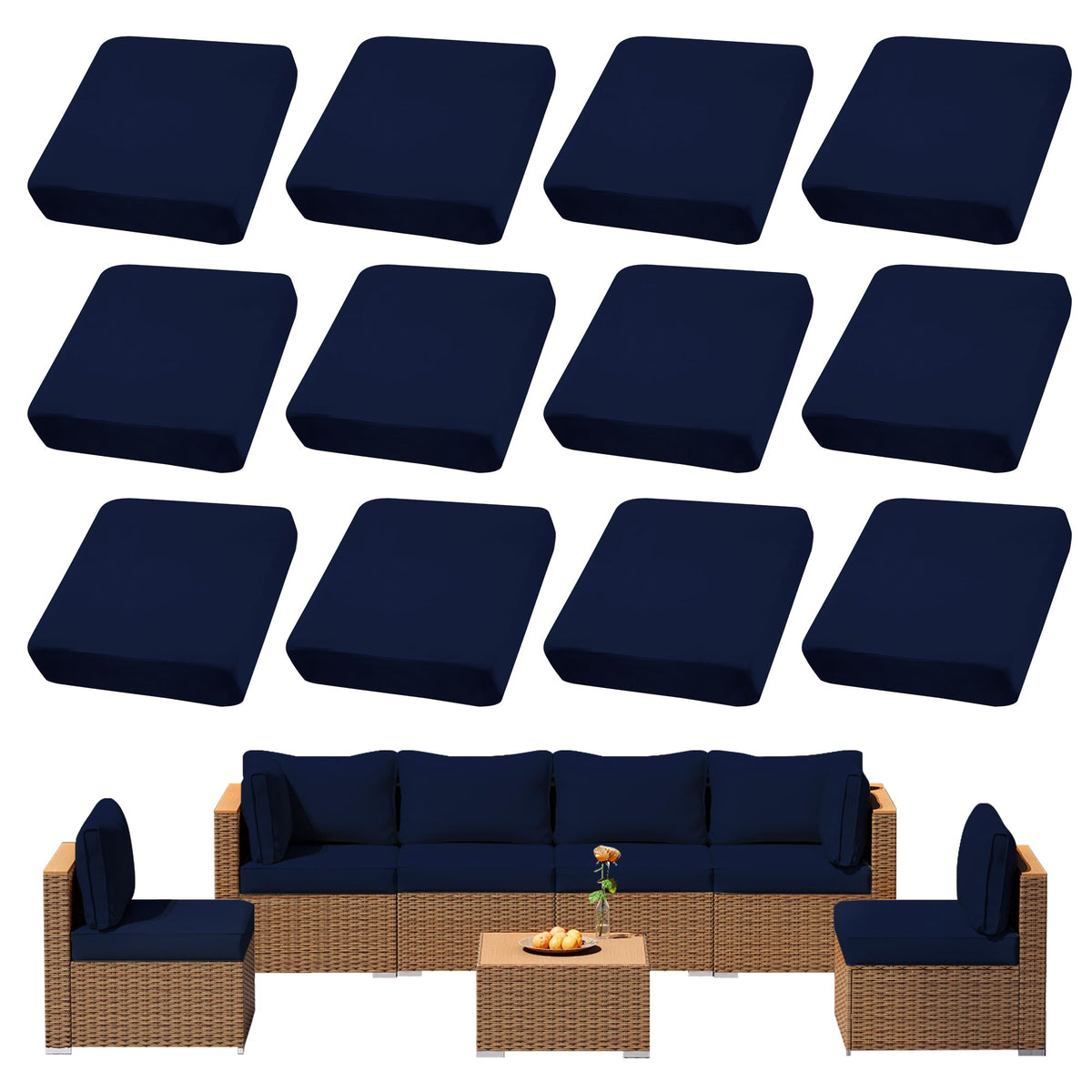 DREAHOTEXTIL navy outdoor cushion cover, quick patio refresh with durable, weather-ready fabric.