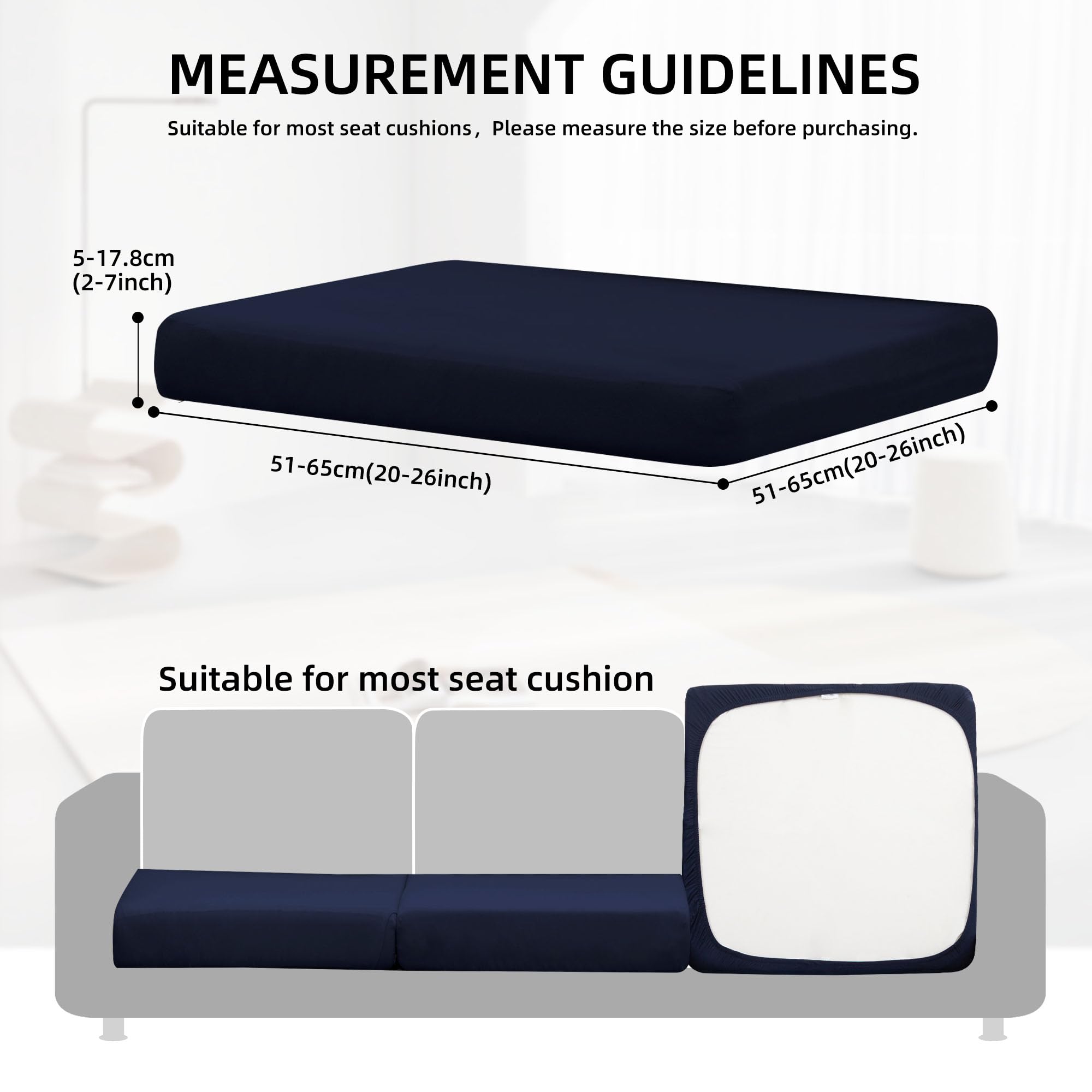 DREAHOTEXTIL navy cushion cover, stretch-fit protects cushions from sun and spills.