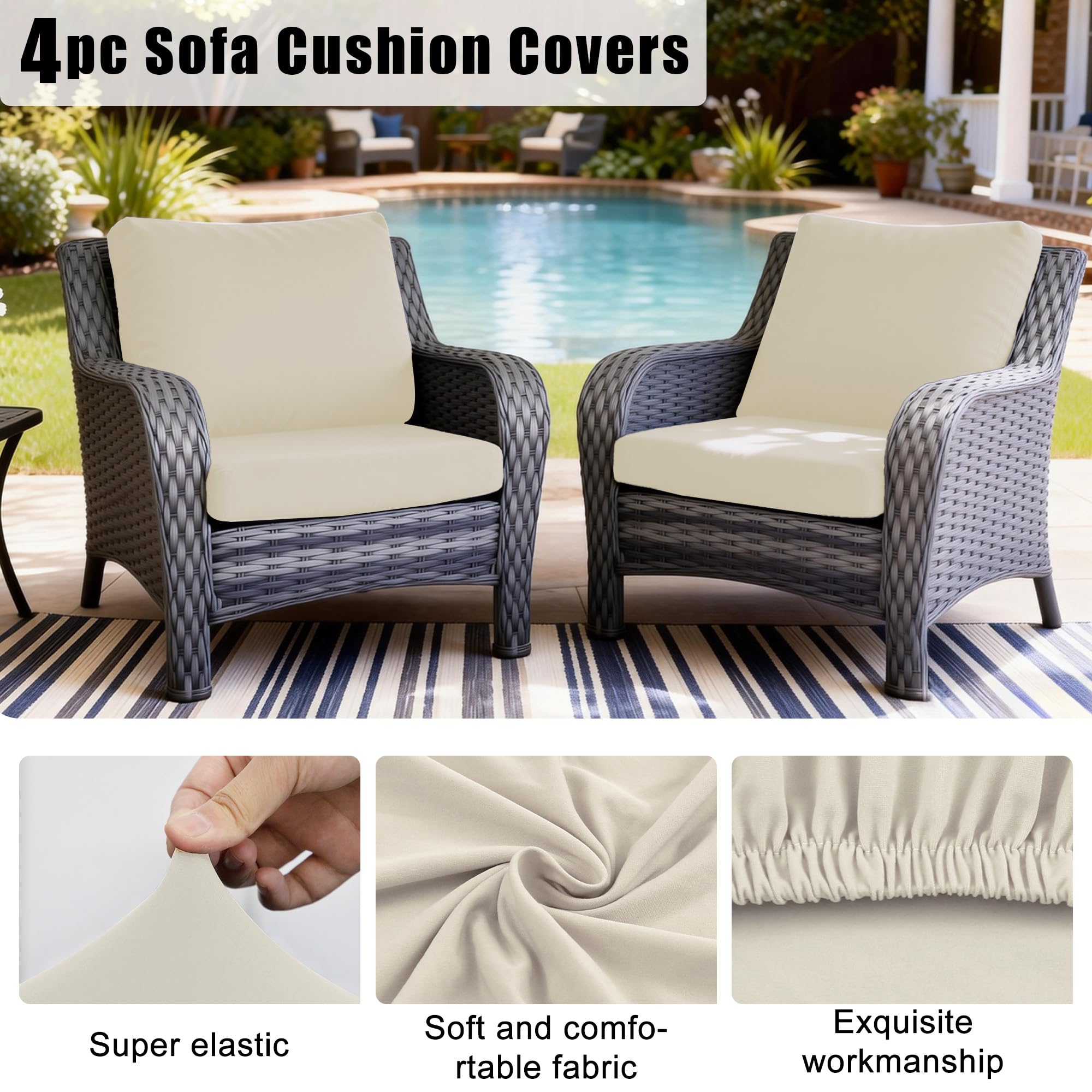 DREAHOTEXTIL reusable cushion cover beige, durable fabric for long lasting use.