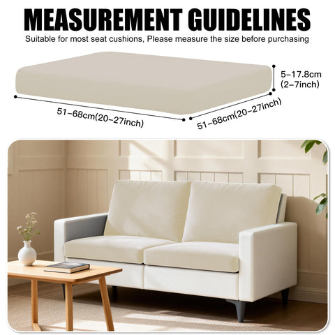 DREAHOTEXTIL stretch-fit cushion cover beige, elastic recovery for versatile cushions.