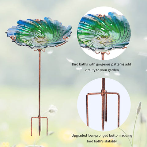 DREAM GARDEN 26-inch glass bird bath with easy assembly