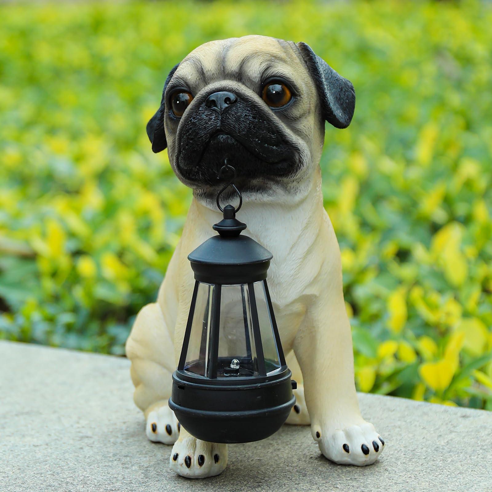 DREAM GARDEN garden dog statue with solar light glows softly for garden ambiance