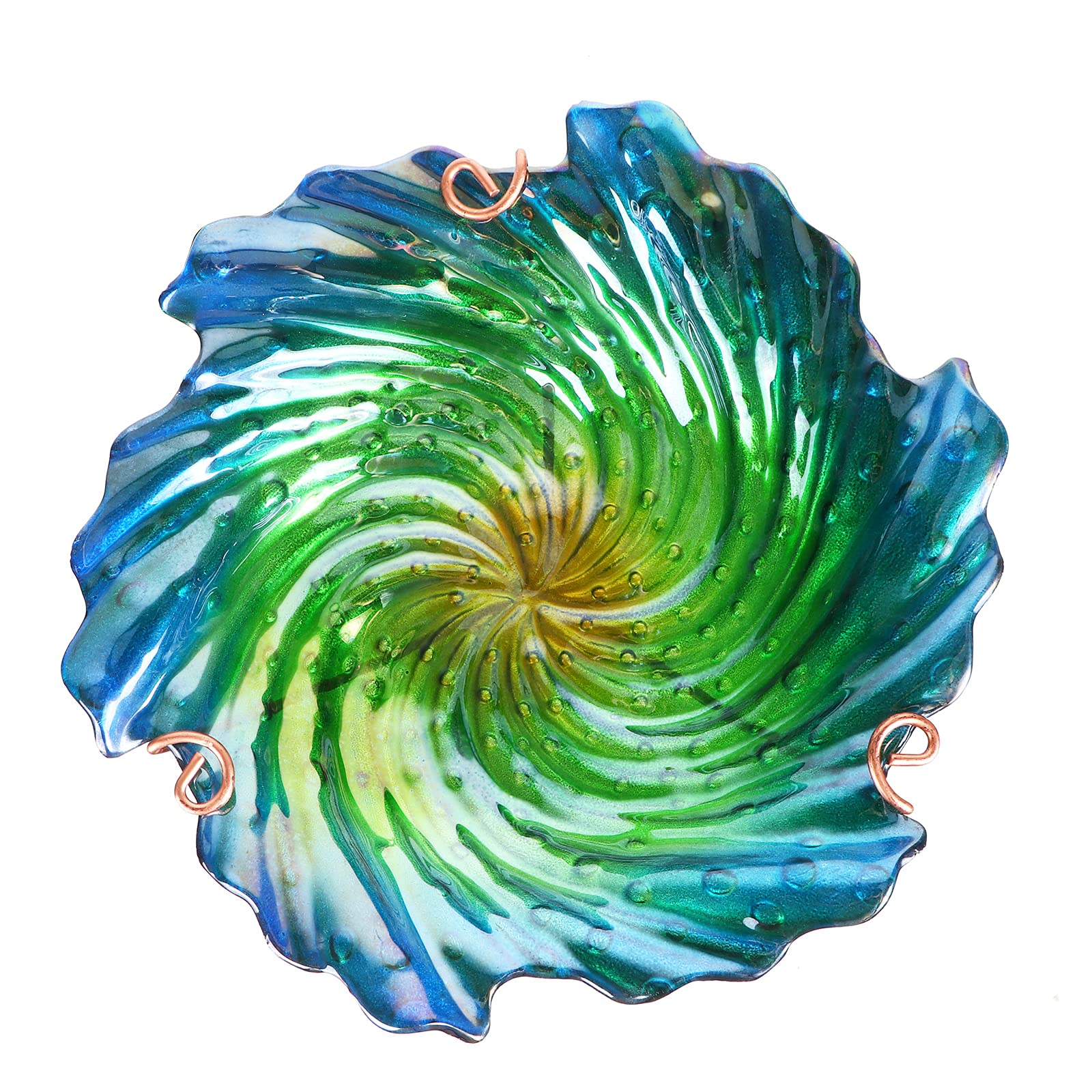 DREAM GARDEN green glass bird bath on four-pronged stake for stability
