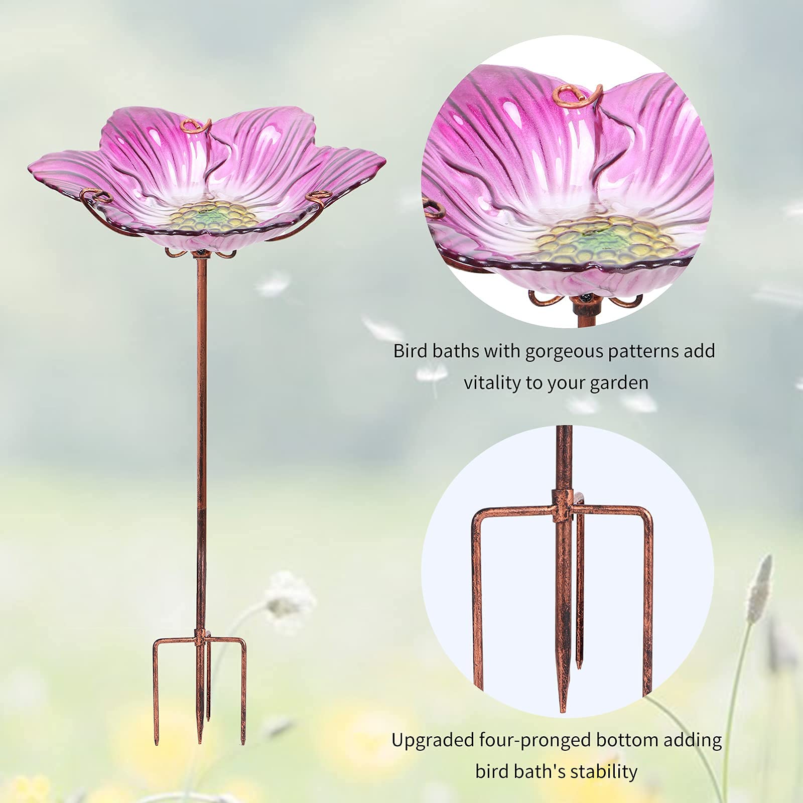 Dream Garden outdoor bird bath decor suitable for garden, yard, lawn, or plant pot.