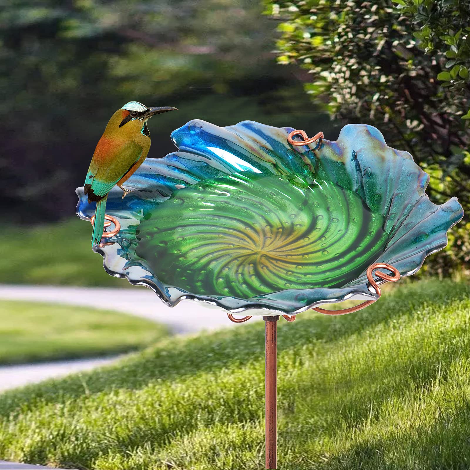 DREAM GARDEN weather-ready glass bird bath for outdoor use