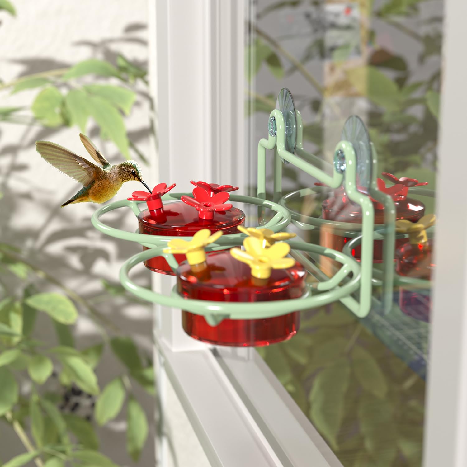 Dreamdrawer flower accents attract hummingbirds to your window feeder.