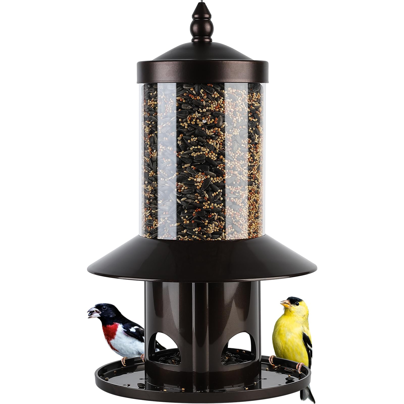 Dreamdrawer Squirrel-Proof Feeder front view, showcasing weatherproof design for year-round outdoor feeding.