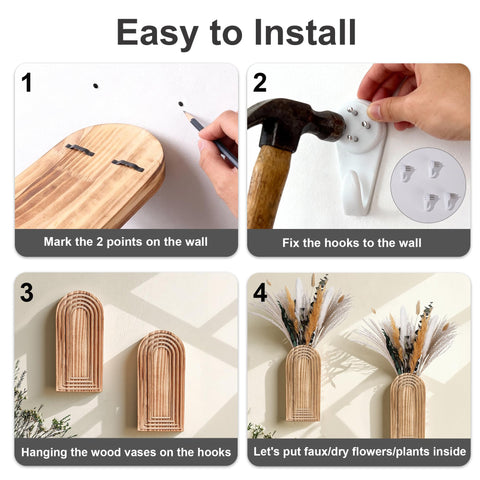 Dreamloom back-closed wooden vase design provides clean mounting