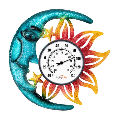 Dreamskip large sun and moon thermometer for indoor and outdoor use.