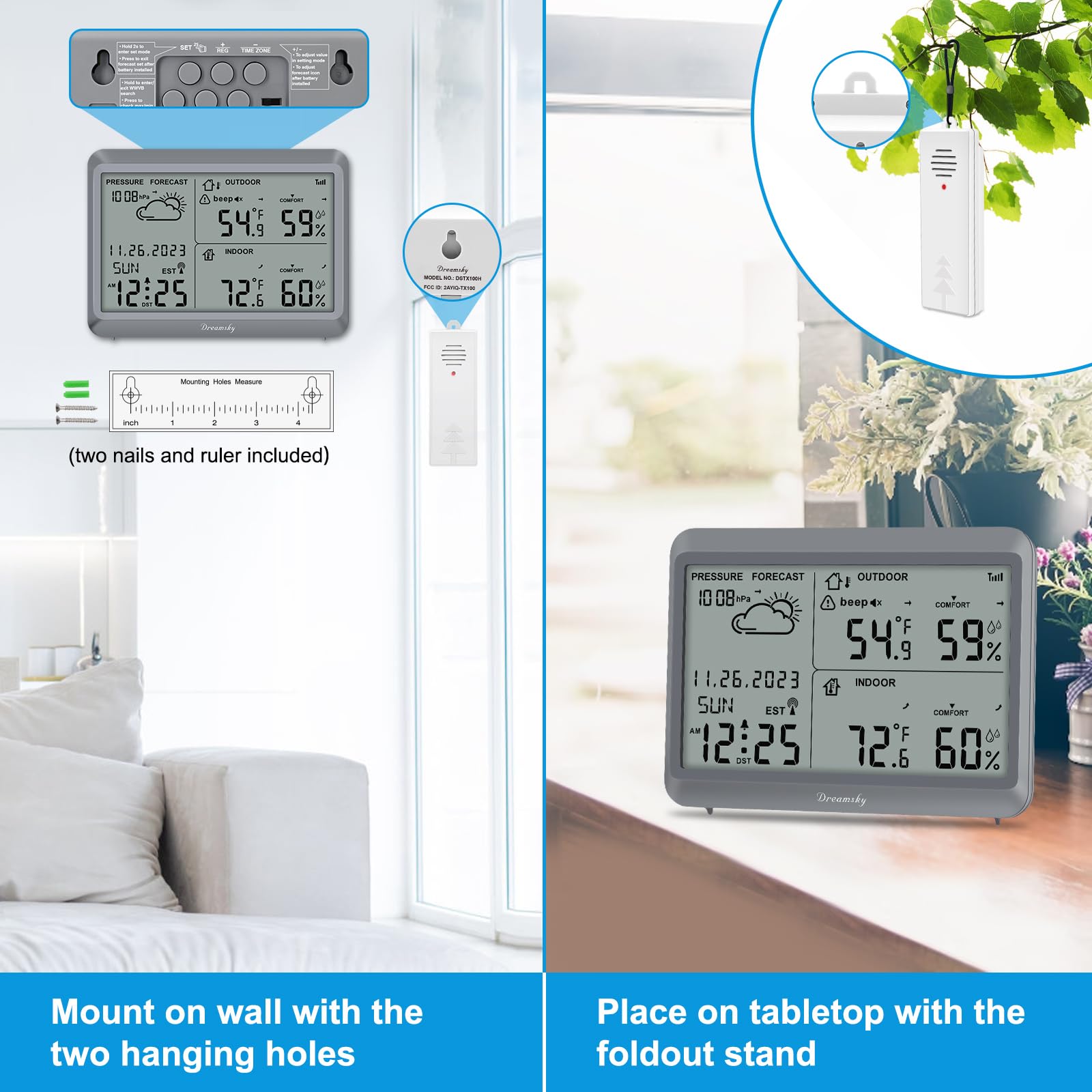 DreamSky alert modes offering beep and flash indicators for weather changes