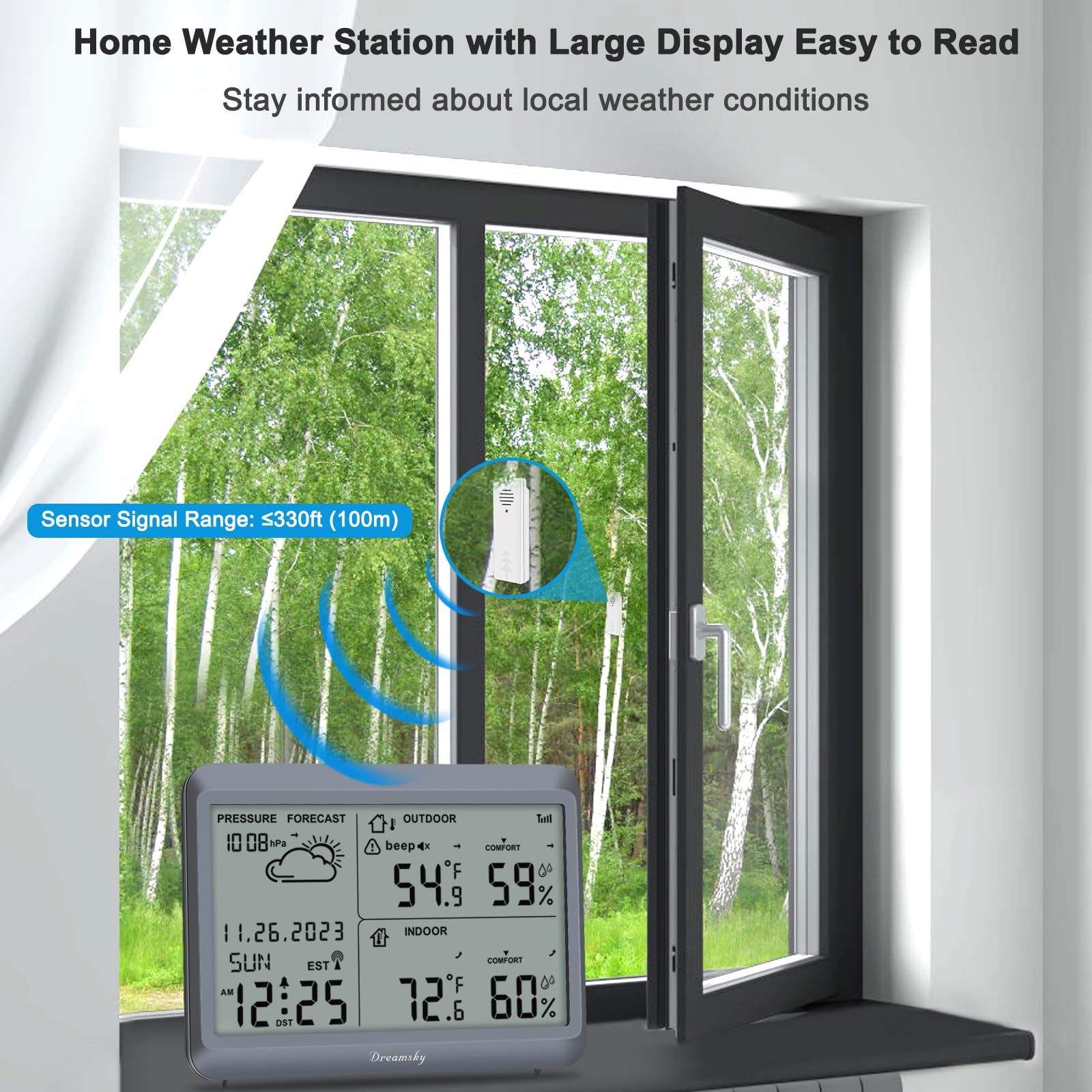 DreamSky outdoor sensor transmitter transmitting data for accurate readings
